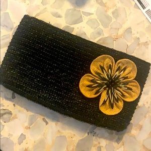 EUC Coldwater Creek black straw clutch